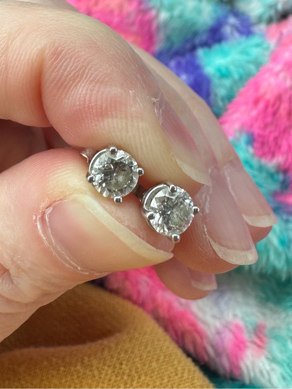 Zales 14 k Earrings 
1 ct diamond